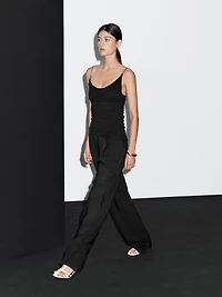 100% cotton top with asymmetric neckline