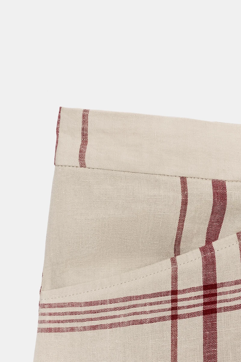 ZW COLLECTION LINEN PLAID BAGGY PANTS