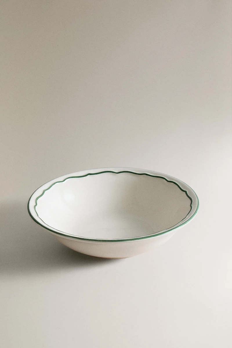 EARTHENWARE DINNER BOWL WITH CONTRASTING RIM