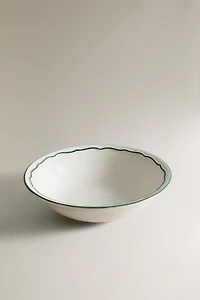 EARTHENWARE DINNER BOWL WITH CONTRASTING RIM