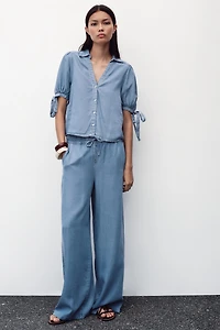 WIDE LEG ELASTIC WAIST PANTS