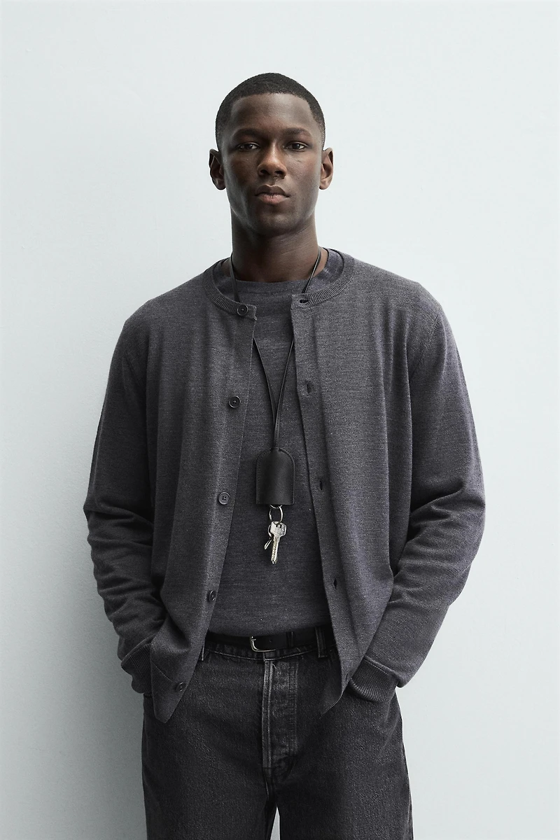 WOOL BLEND REGULAR FIT CARDIGAN