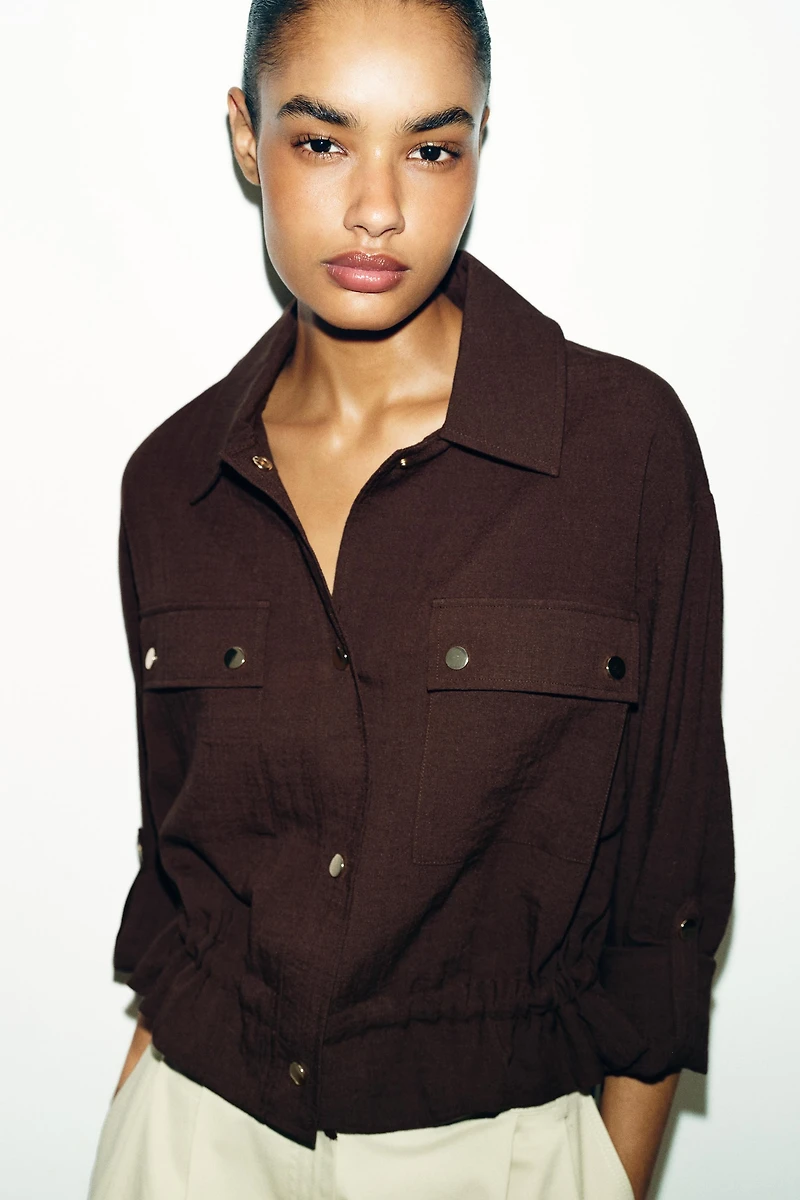 CROPPED ROLLED-SLEEVE JACKET