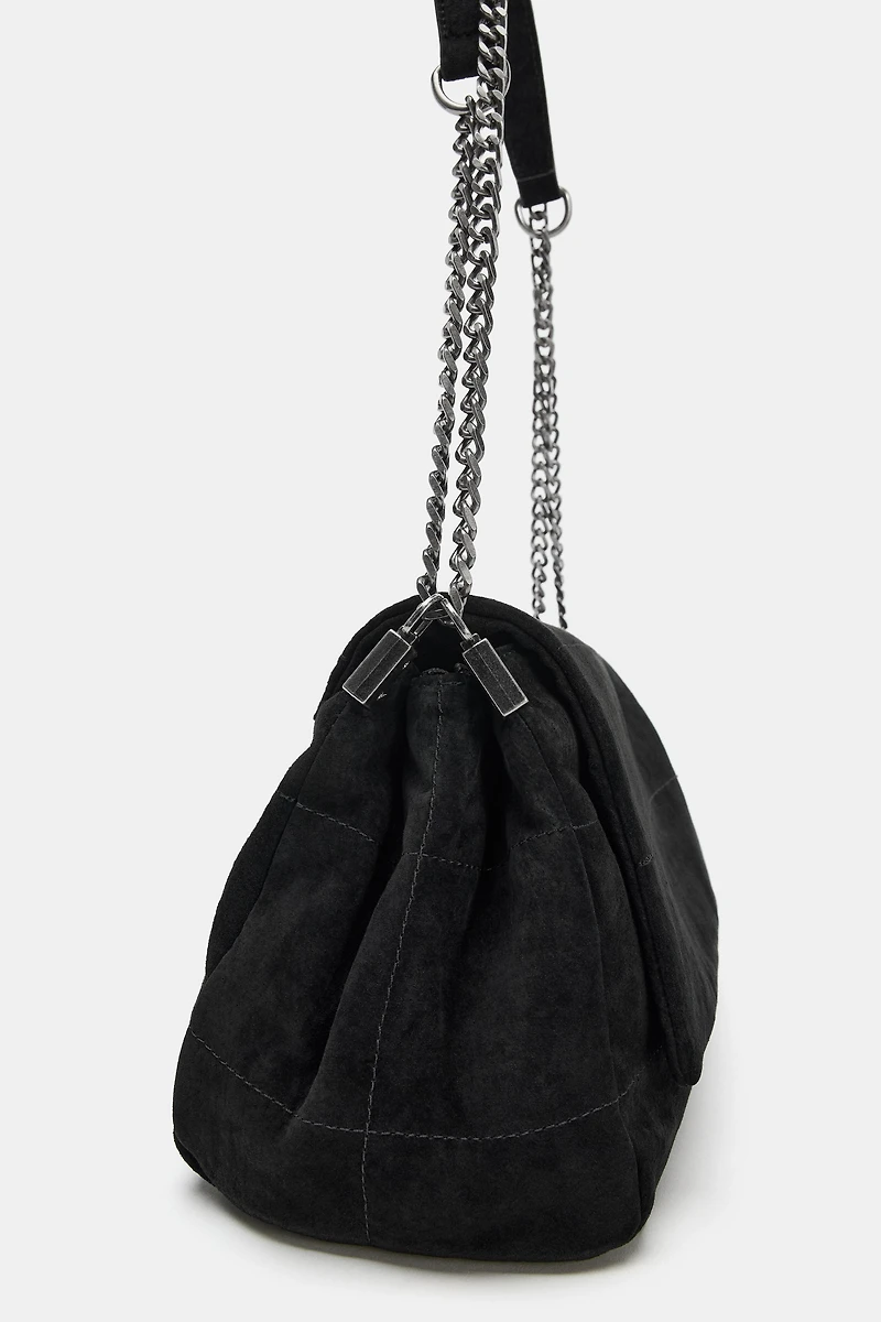 SPLIT LEATHER SHOULDER BAG