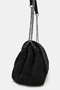 SPLIT LEATHER SHOULDER BAG