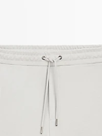 Straight-fit cotton blend trousers