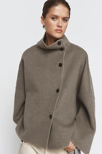 WOOL BLEND TOPSTITCHED JACKET ZW COLLECTION