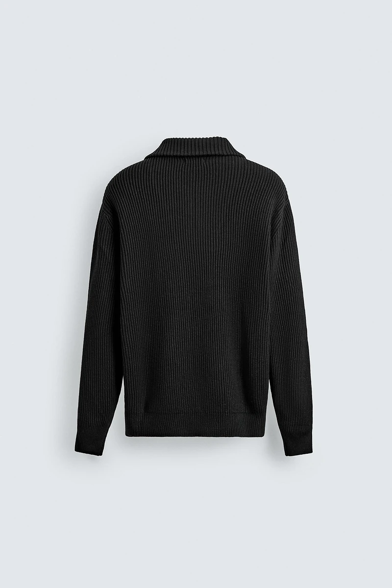 PURL KNIT QUARTER-ZIP SWEATER