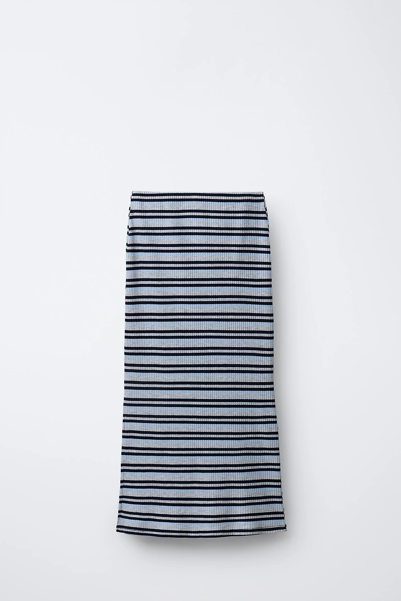 STRIPED MIDI SKIRT