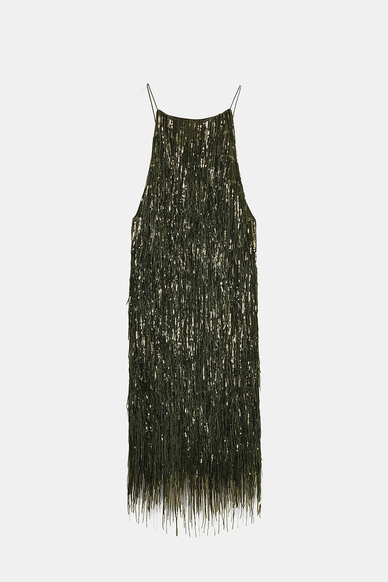 ZW COLLECTION FRINGED SEQUIN DRESS
