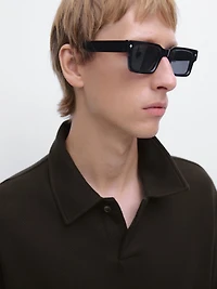 Textured long sleeve polo shirt