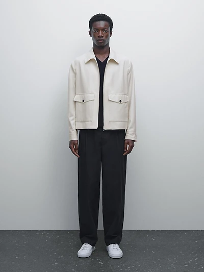 Blouson poches laine et coton