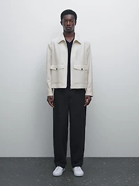 Blouson poches laine et coton