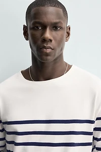 RELAXED FIT STRIPED JACQUARD T-SHIRT