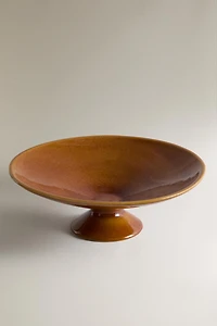 BROWN CERAMIC DECORATIVE BOWL