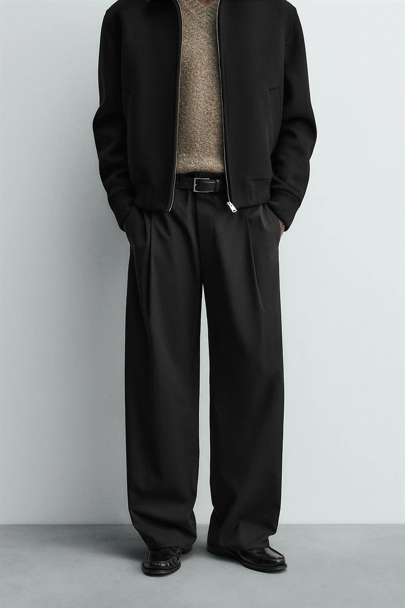 COTTON - VISCOSE PLEATED PANTS