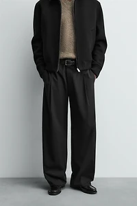 COTTON - VISCOSE PLEATED PANTS