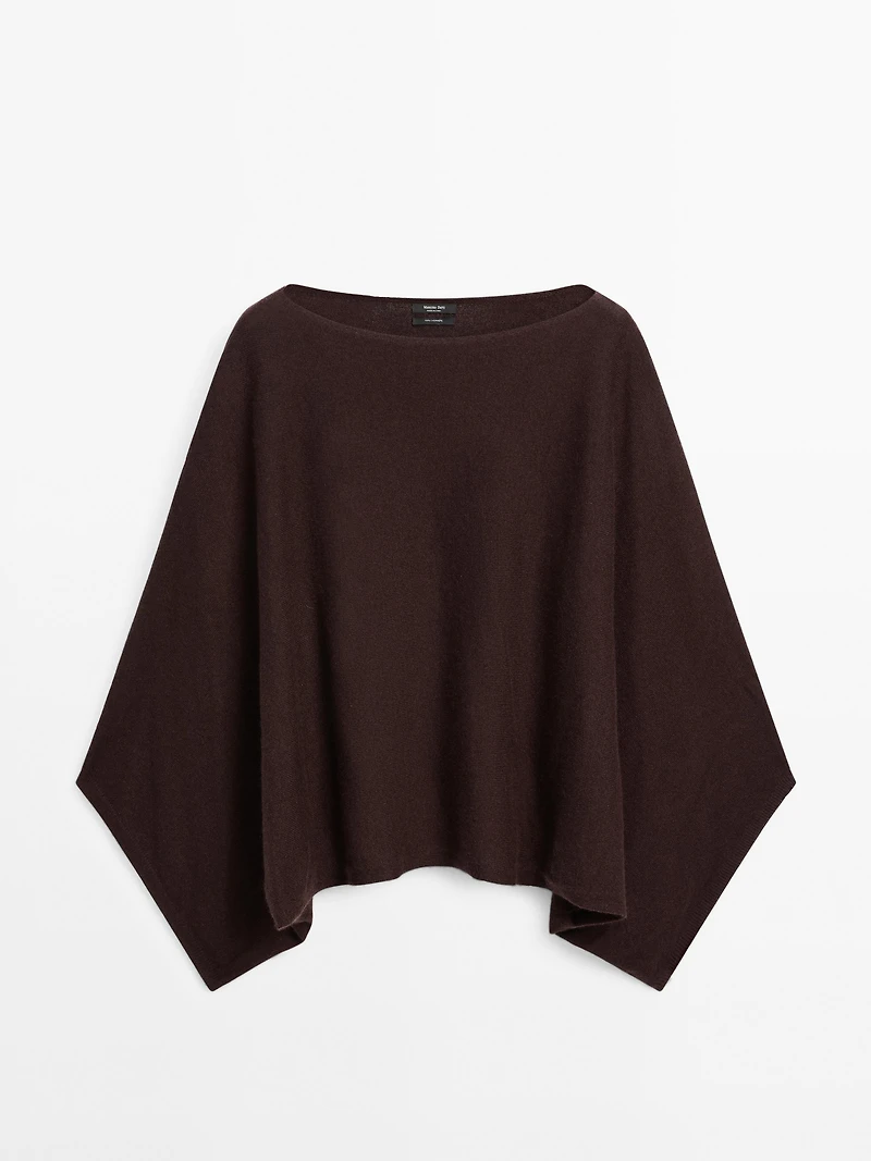 100% cashmere short knit cape