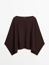 100% cashmere short knit cape