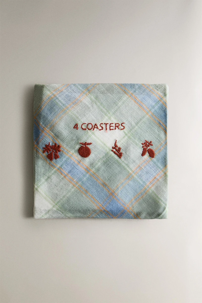 LOT SOUS-VERRE LIN CARRÉS (LOT DE 4)