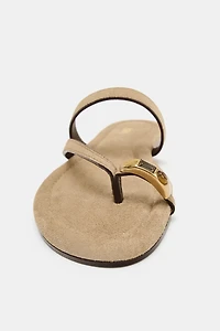 FLAT SUEDE SANDALS WITH APPLIQUÉ