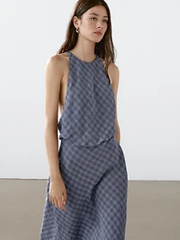Long checked dress with back detail