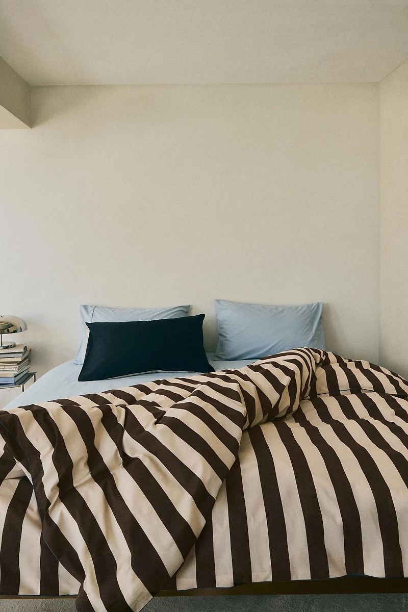 FADED COTTON STRIPE DUVET COVER
