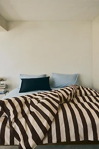 FADED COTTON STRIPE DUVET COVER