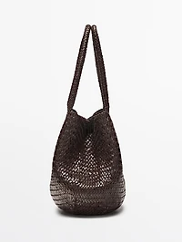 Braided nappa leather tote bag