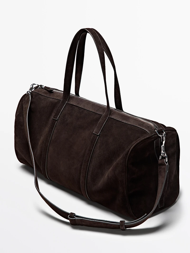 Suede leather travel bag