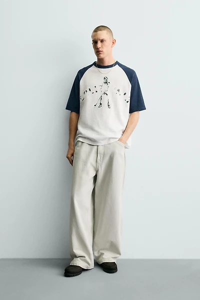 COLORBLOCK KNIT PRINT T-SHIRT