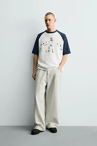 COLORBLOCK KNIT PRINT T-SHIRT