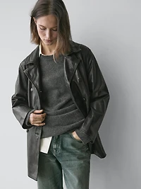 Veste avec ceinture en cuir nappa