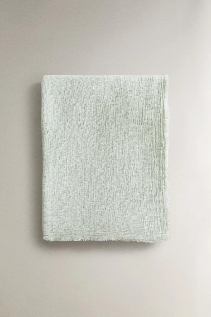 COTTON BLANKET WITH FRINGING