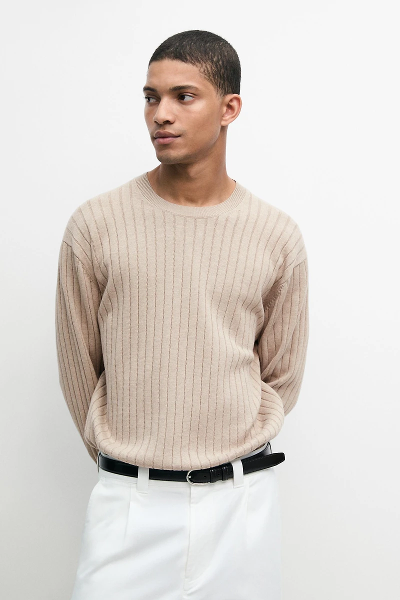 100% cotton ribbed knit sweater