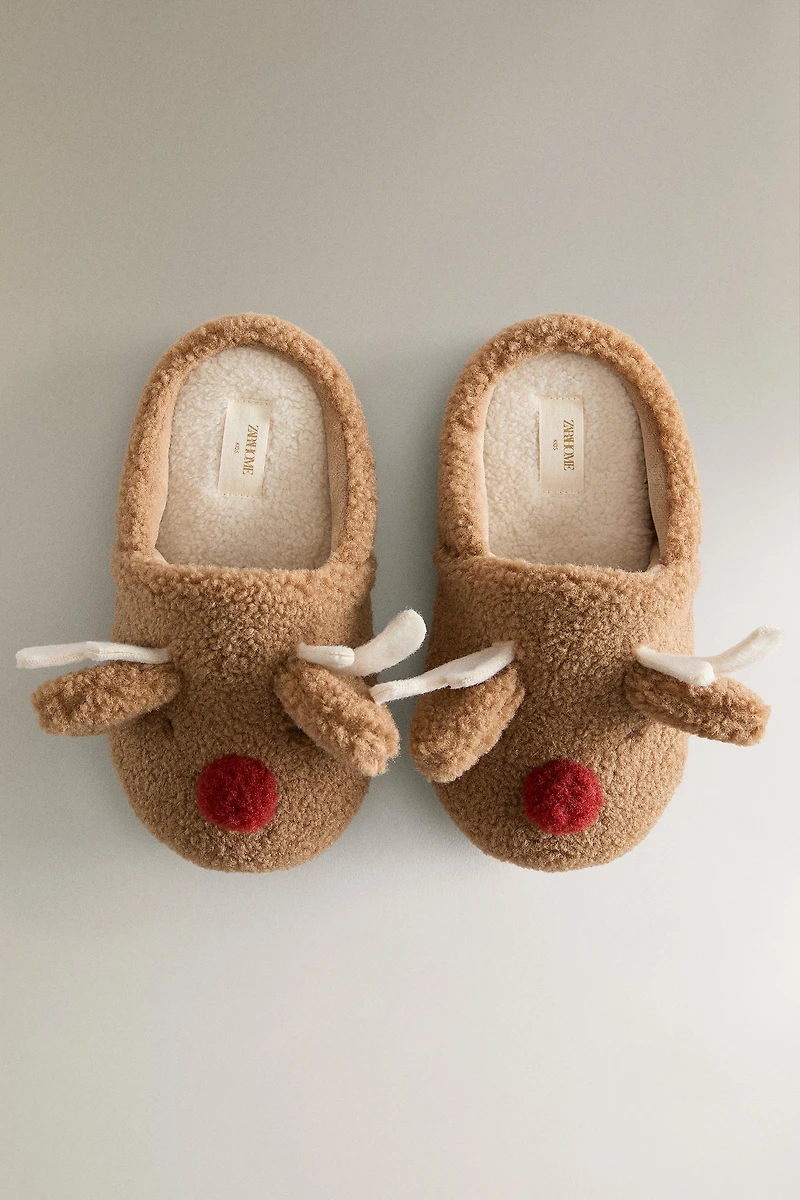 CHILDREN'S REINDEER MULE SLIPPERS