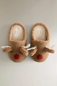 CHILDREN'S REINDEER MULE SLIPPERS