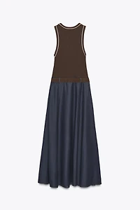 BELTED COMBINATION MIDI DRESS