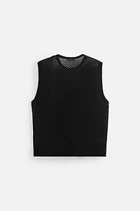 GILET EN MAILLE AJOURÉE