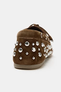 STUDDED SUEDE DECK SHOES