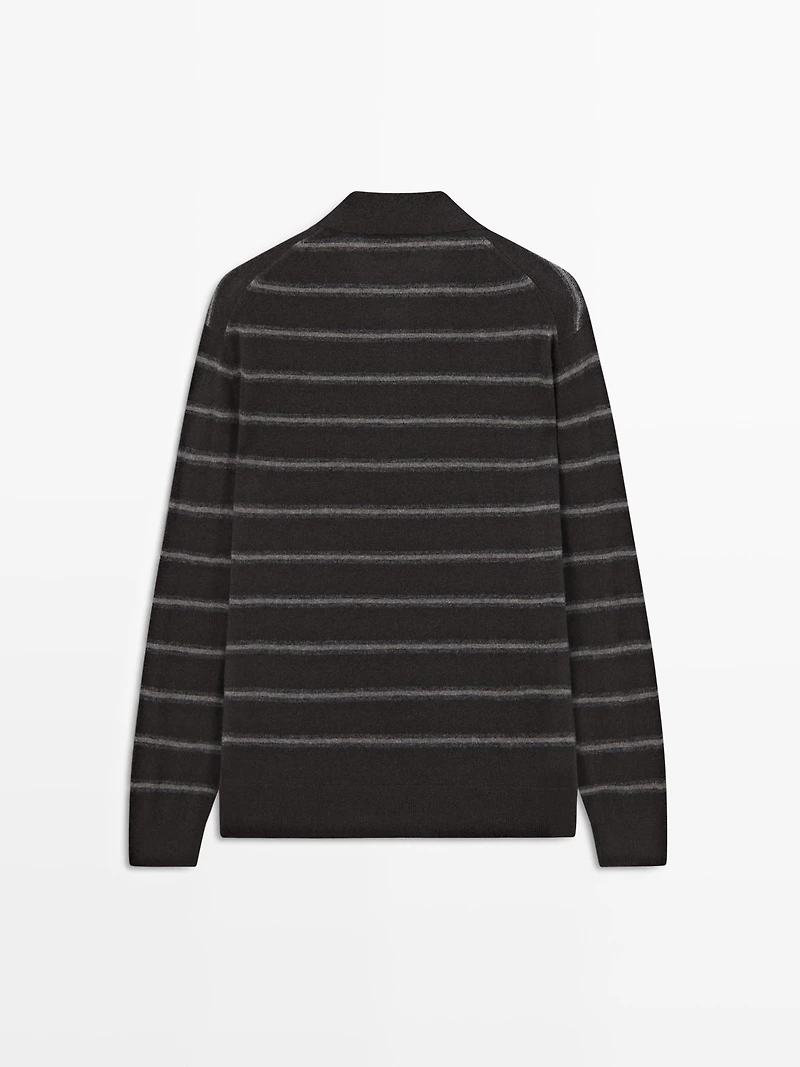 Pull polo en maille à rayures