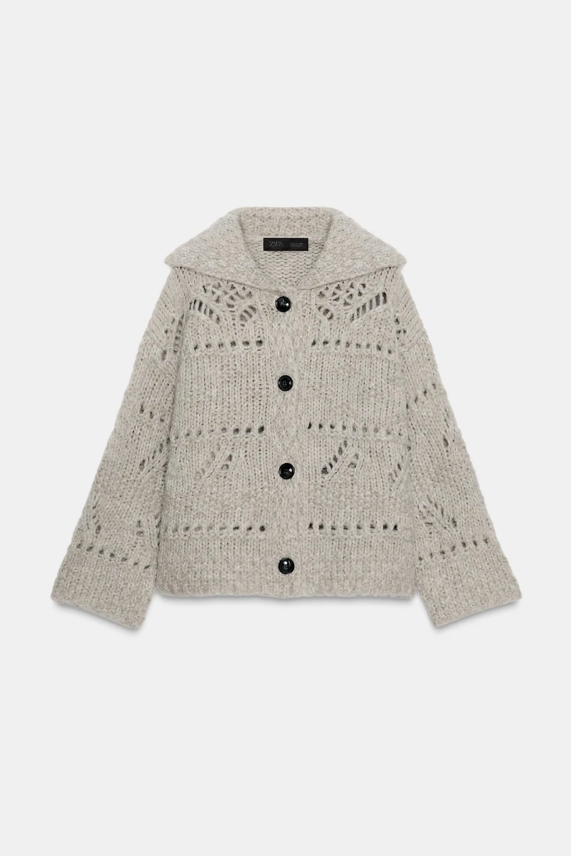 POINTELLE CHUNKY KNIT CARDIGAN