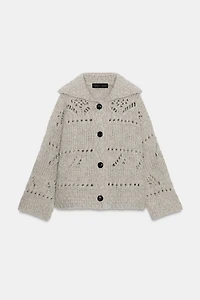 POINTELLE CHUNKY KNIT CARDIGAN