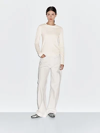 Long sleeve T-shirt with rounded hem