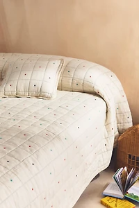 KIDS' CHECKERED AND POLKA DOT BEDSPREAD