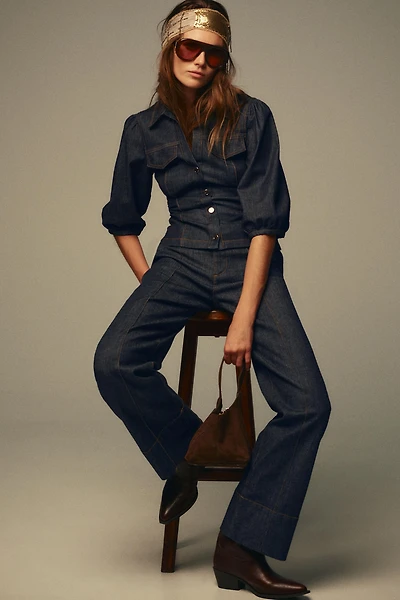 Z1975 FITTED DENIM PUFF SLEEVE SHIRT