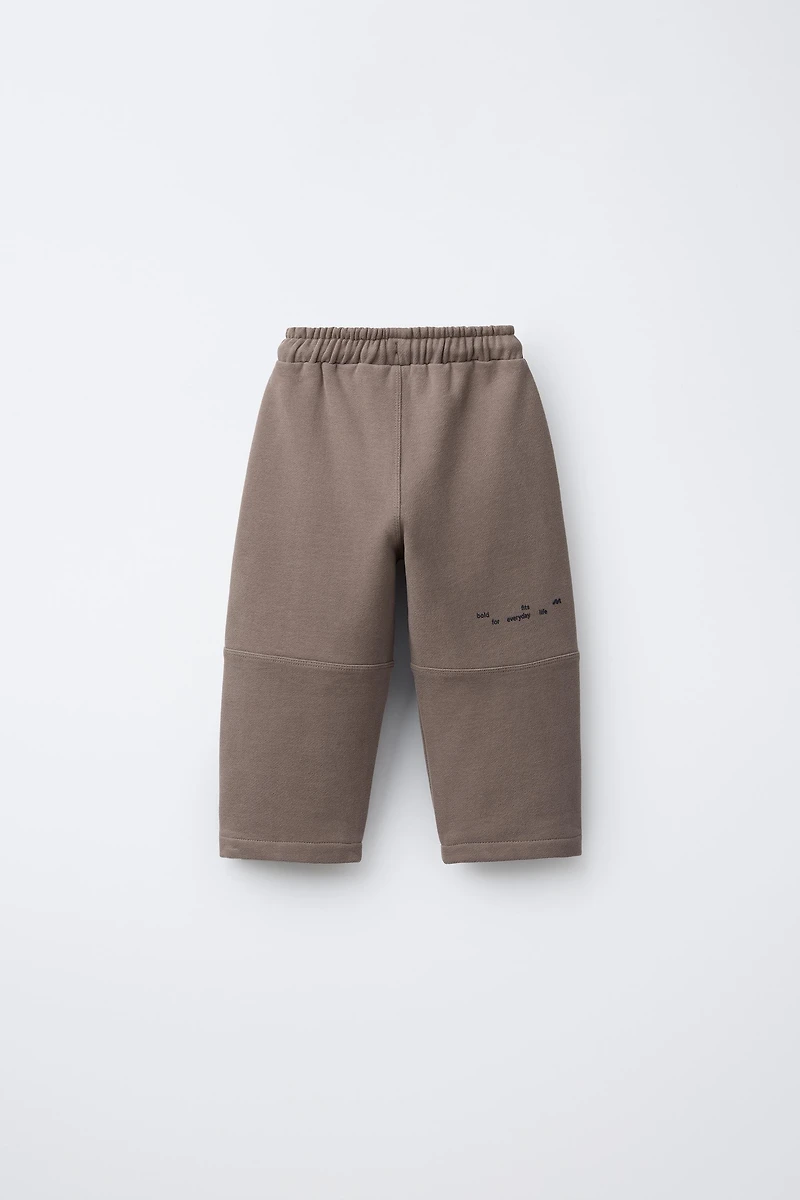 STRAIGHT PLUSH PANTS WITH RAISED LOGO