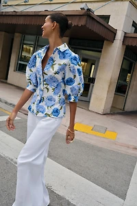 FLORAL PRINT POPLIN SHIRT