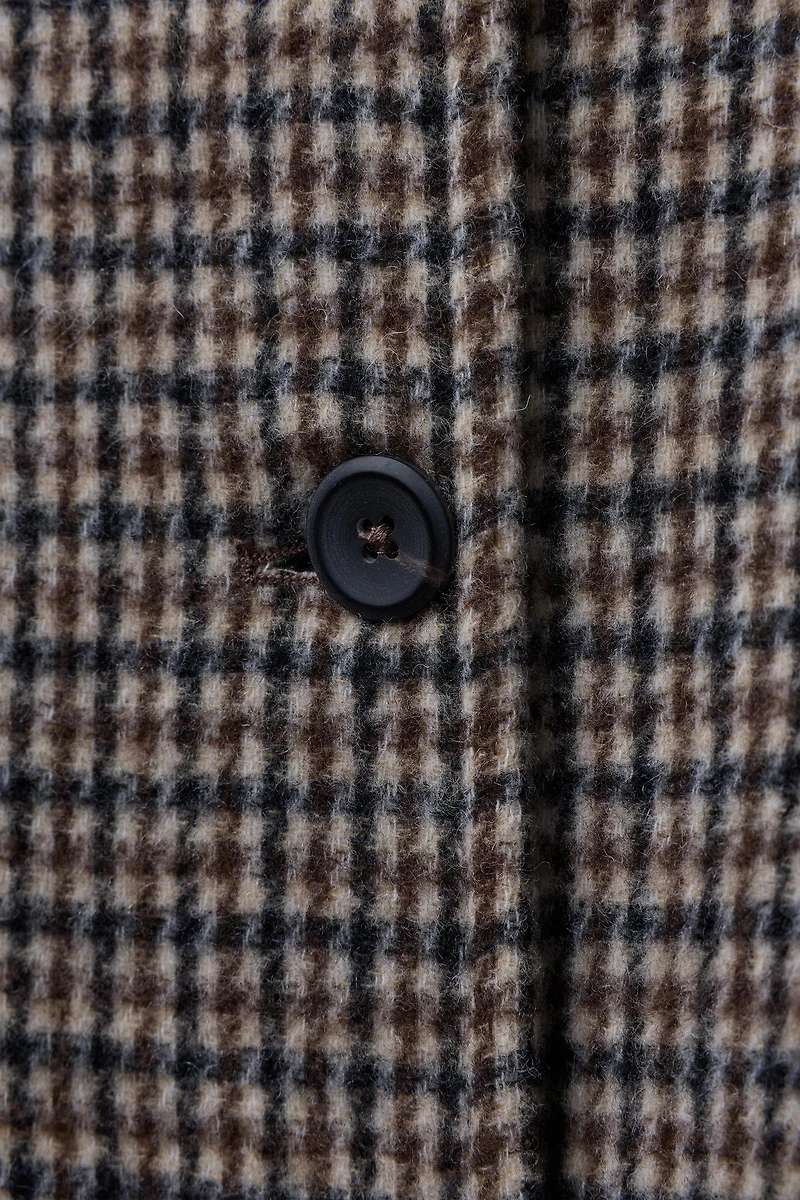 MANTEAU LONG À CARREAUX AVEC LAINE