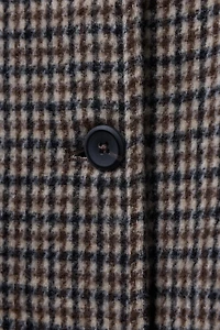 MANTEAU LONG À CARREAUX AVEC LAINE